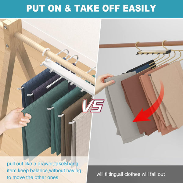 5 Layer Hanger, Space Saving Non-Slip Clothes Organizer for Closet